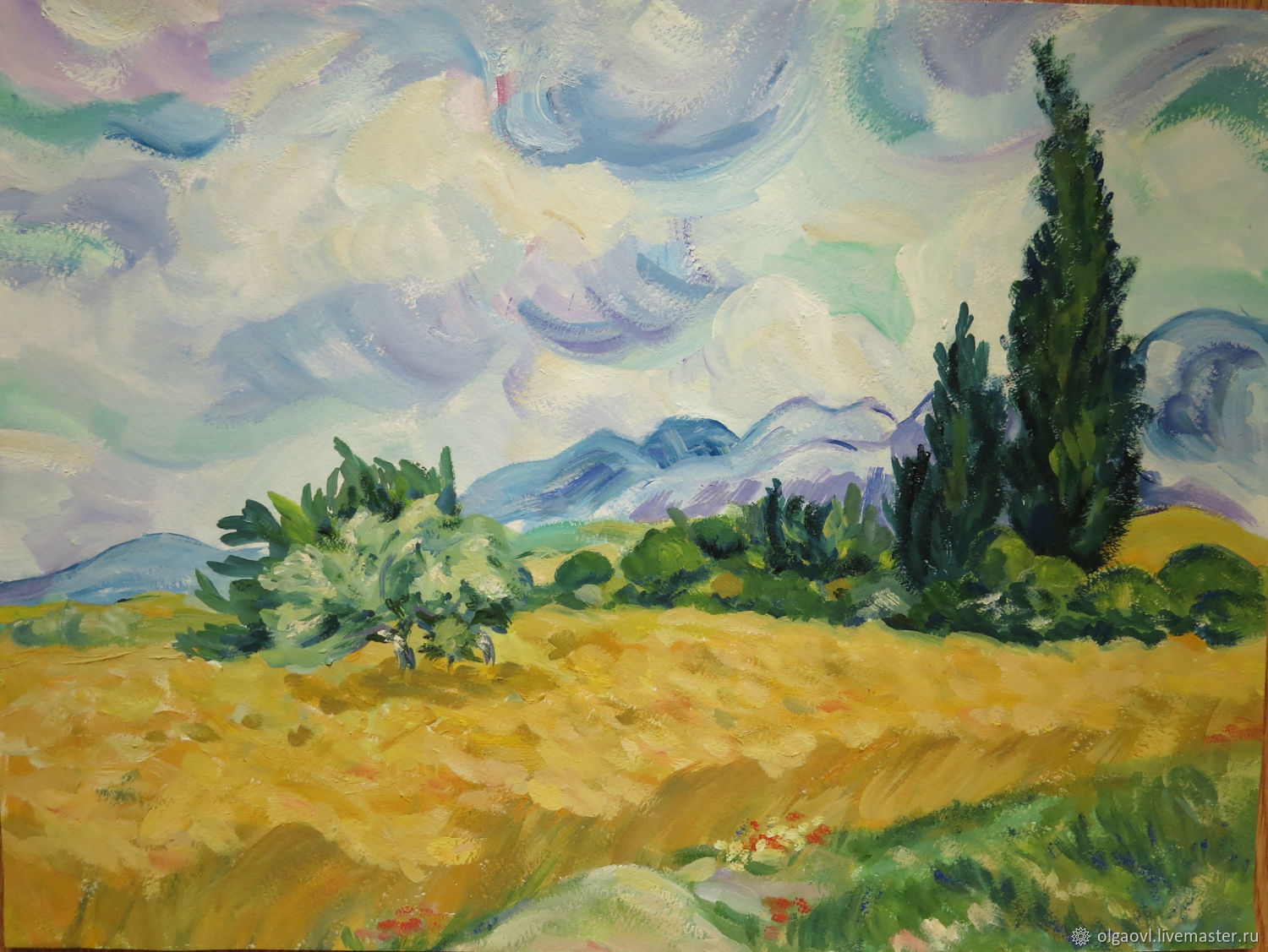 Винсент Ван Гог пшеничное поле с кипарисом