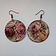 Birch bark earrings with roses. Provence, Earrings, Moscow,  Фото №1