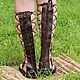 Gladiators genuine leather brown Croco. High Boots. Katorina Rukodelnica HandMadeButik. My Livemaster. Фото №4