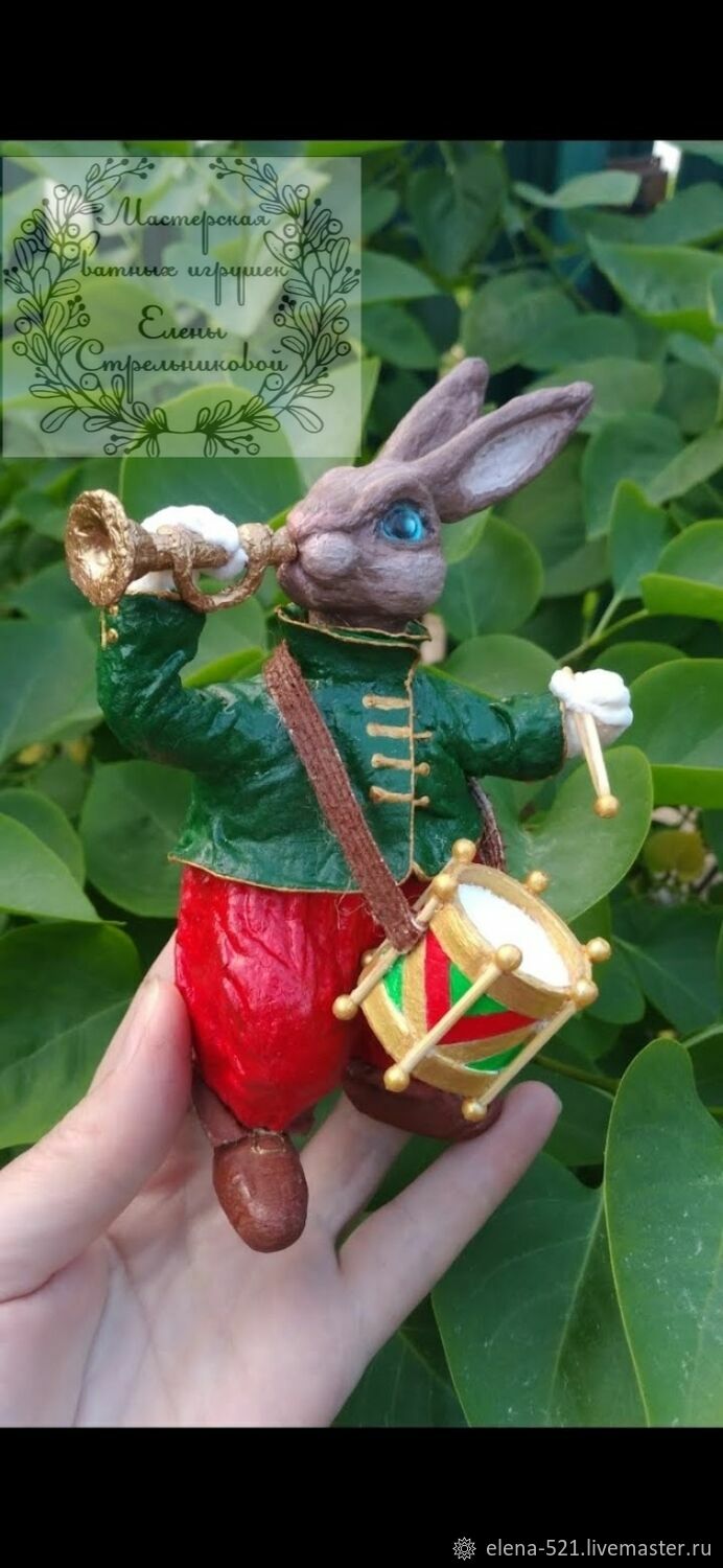 Ватная игрушка "Кролик с барабаном" – заказать на Ярмарке Мастеров ...