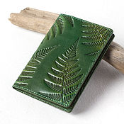 Сумки и аксессуары handmade. Livemaster - original item Passport cover made of genuine leather Green Fern. Handmade.
