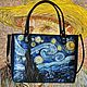 Order Leather black bag handbag Van Gogh. Starry night. Avtorskie kozhanye sumki iz Italii. Livemaster. . Classic Bag Фото №3