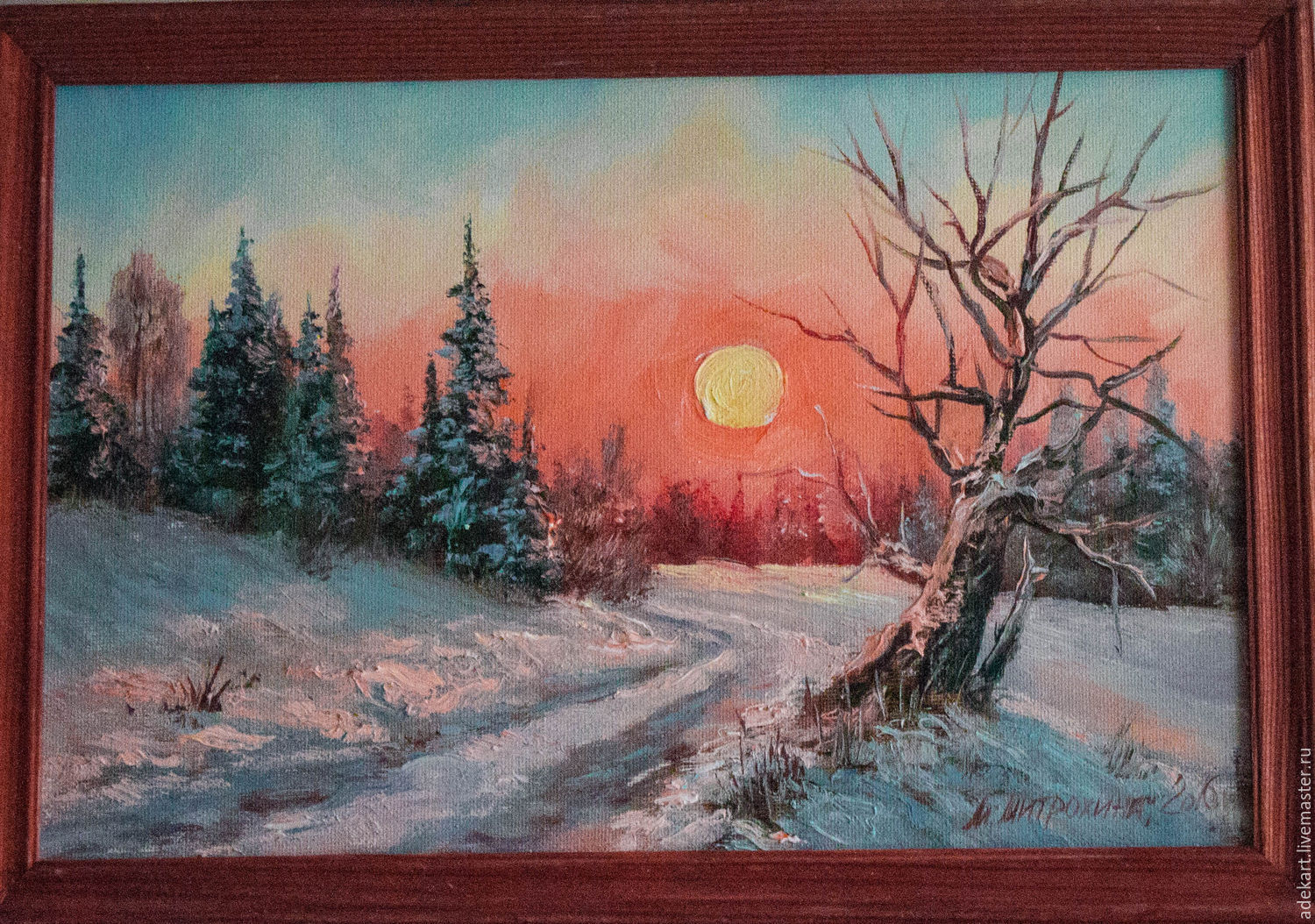 Пейзаж морозное утро живопись