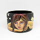 The band is rigid: Wooden bracelet with painting ' Moths', Hard bracelet, Sizran,  Фото №1