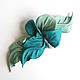 Order Capri Leather Flower Brooch Capri Turquoise Mint Sea Wave. De-Si-Re. Livemaster. . Brooches Фото №3