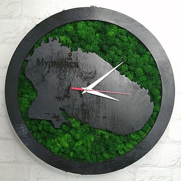 Подарки и сувениры ручной работы. Ярмарка Мастеров - ручная работа Часы из мха "Мурманск" Мурманская область d 40 см. Handmade.