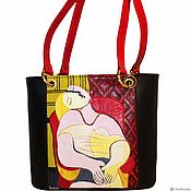 Сумки и аксессуары ручной работы. Ярмарка Мастеров - ручная работа Leather woman artistic handbag Picasso Woman with a flower". Handmade.