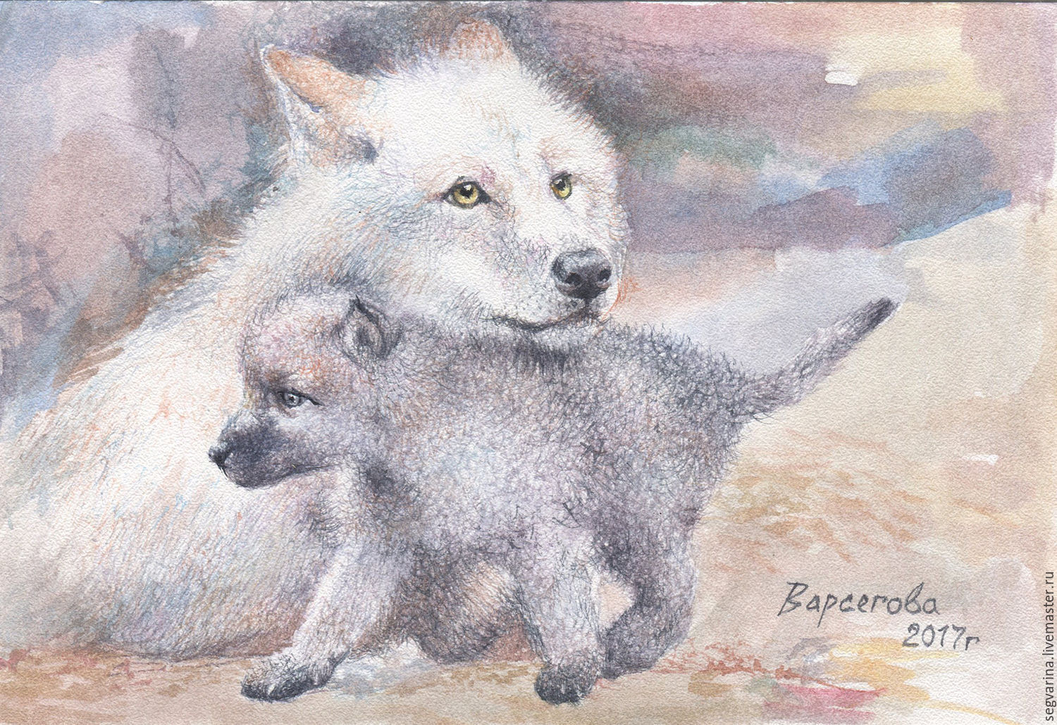 Мальчик с волченком живопись