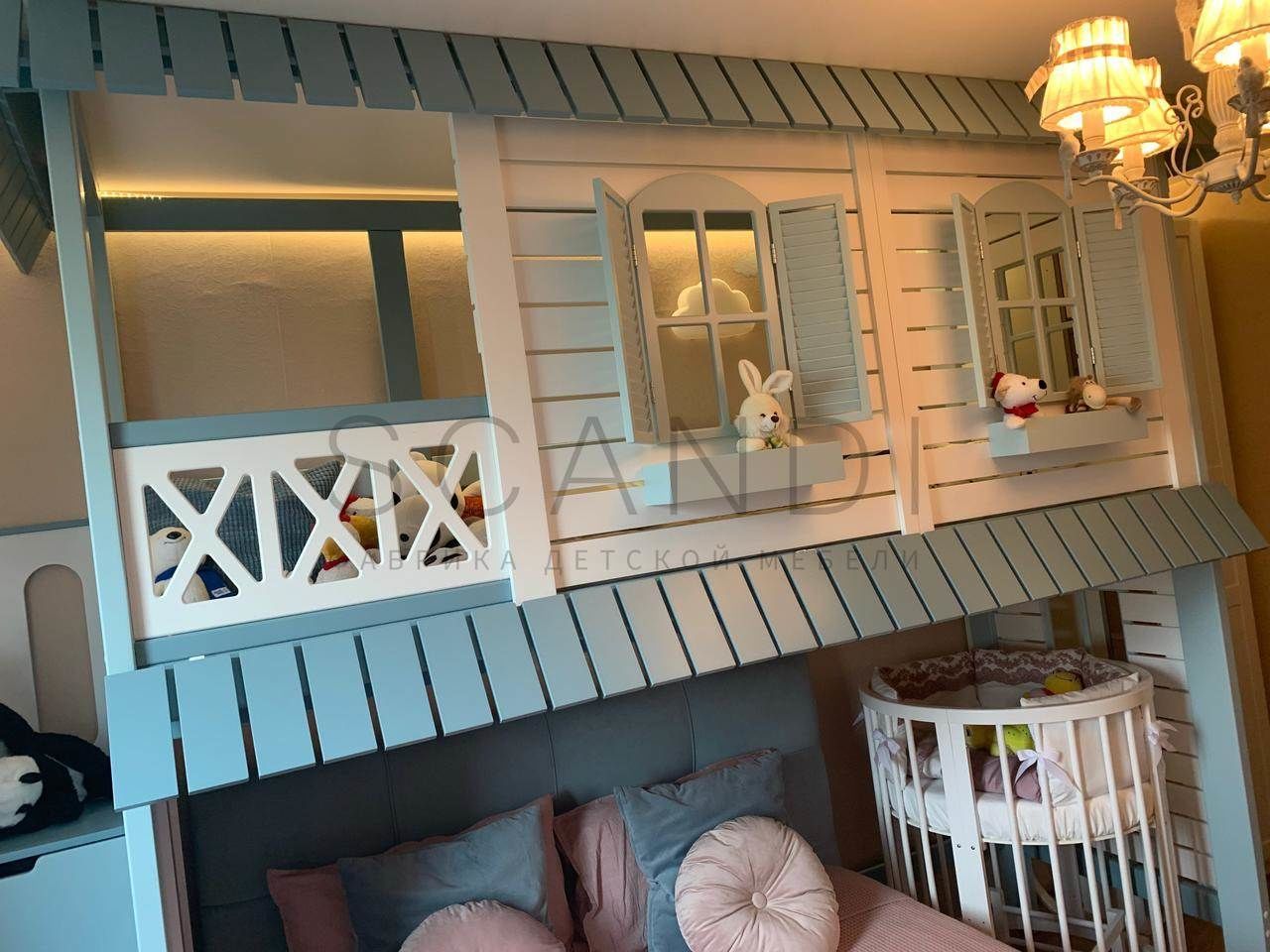 Детская кровать чердак Аснен в индивидуальном исполнении - массив Бука ...