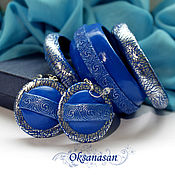 Украшения handmade. Livemaster - original item Jewelry sets: blue shiny bracelets and earrings. Handmade.