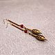 Long earrings in oriental style brass Indian rubies golden, Earrings, Orel,  Фото №1
