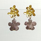 Украшения handmade. Livemaster - original item Earrings with jasper with carnation flowers. Handmade.