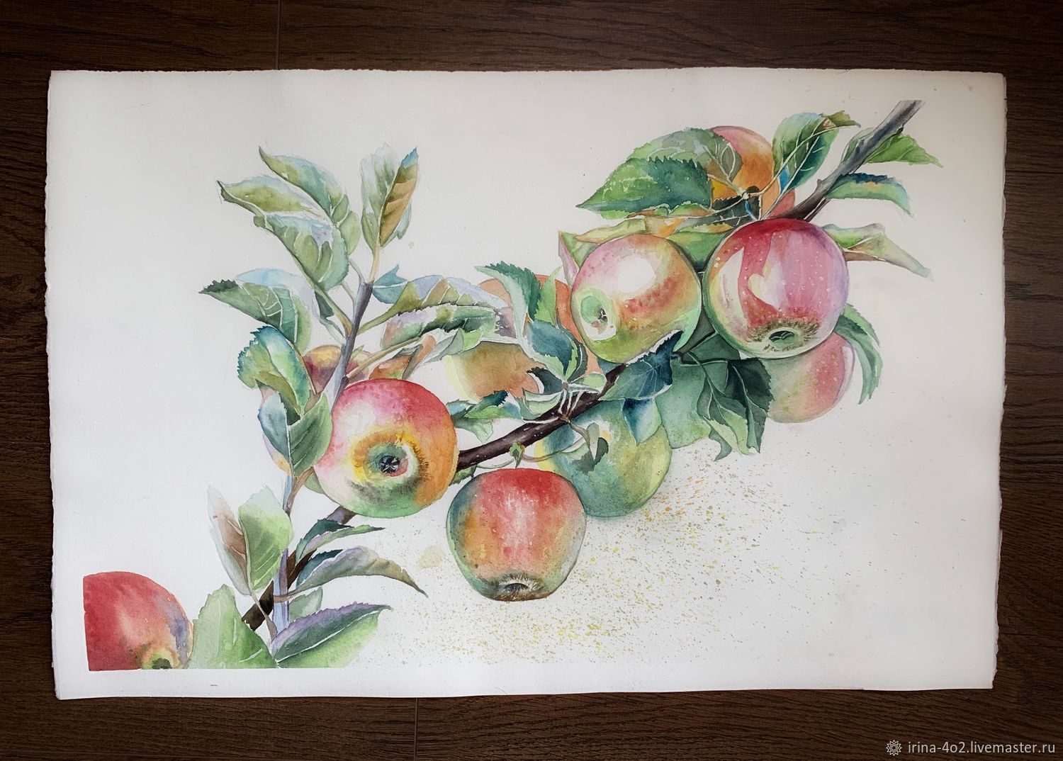 Ветка с яблоками рисунок