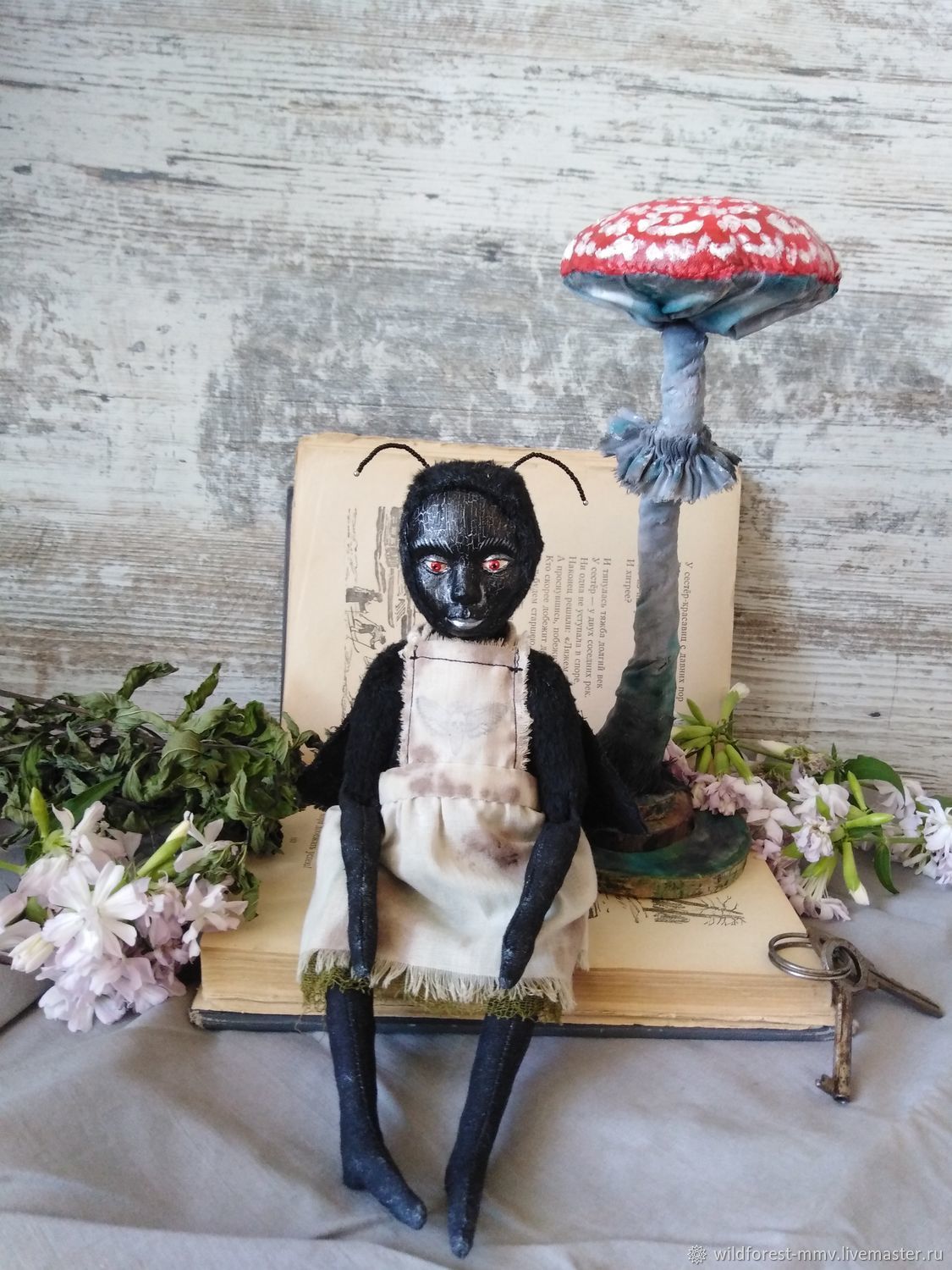 Teddy doll with fly agaric from the mini-collection Outgoing: Coal Mom, Teddy Doll, Voronezh,  Фото №1