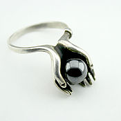 Украшения handmade. Livemaster - original item Pearl ring made of 925 sterling silver and black pearls HH0037. Handmade.