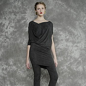 Одежда handmade. Livemaster - original item Dress dark grey suede and knit leggings. Handmade.