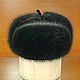 Ushanka mens fur muskrat and leather. Color black, Hat with ear flaps, Ekaterinburg,  Фото №1