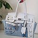 Джинсовая кожаная сумка в стиле Birkin 25. My Handmade. Классическая сумка. Magic denim in art. Ярмарка Мастеров.  Фото №4