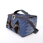 Сумки и аксессуары handmade. Livemaster - original item Cosmetic Bag Bag with handle Large Textile Cosmetic bag made of jeans. Handmade.