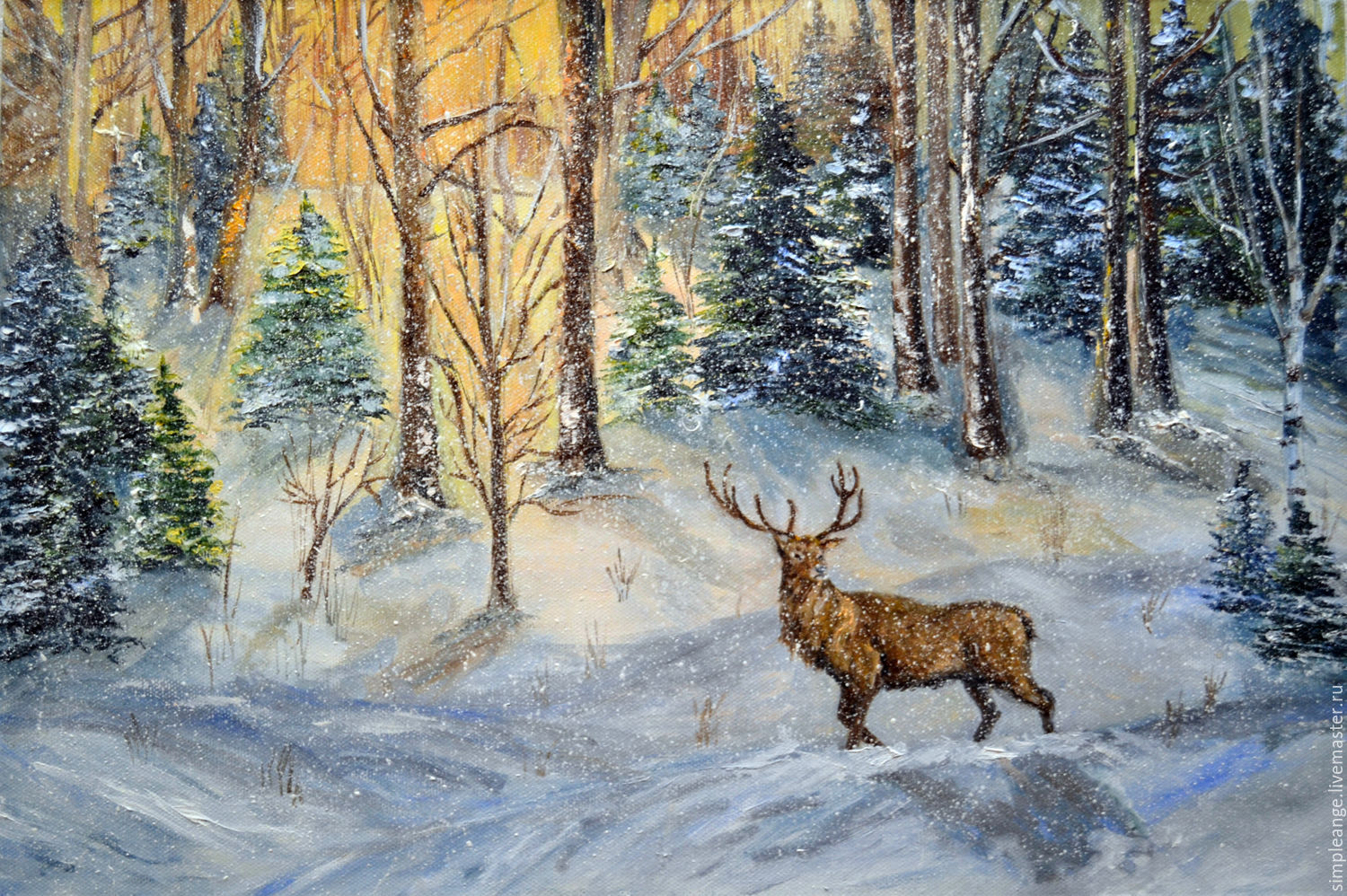 Картина лес зимой