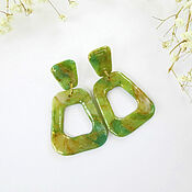 Украшения handmade. Livemaster - original item Green stud earrings, Geometric ethno boho Earrings long. Handmade.