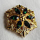 Brooch emerald glass, Vintage brooches, Moscow,  Фото №1