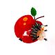 Brooch 'Apple with hedgehog'. Brooches. ETNOMIR (ethnomir). My Livemaster. Фото №5