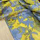 Желтая рогожка с сиреневыми жаккардовыми цветами, Ткани, Ульяновск,  Фото №1