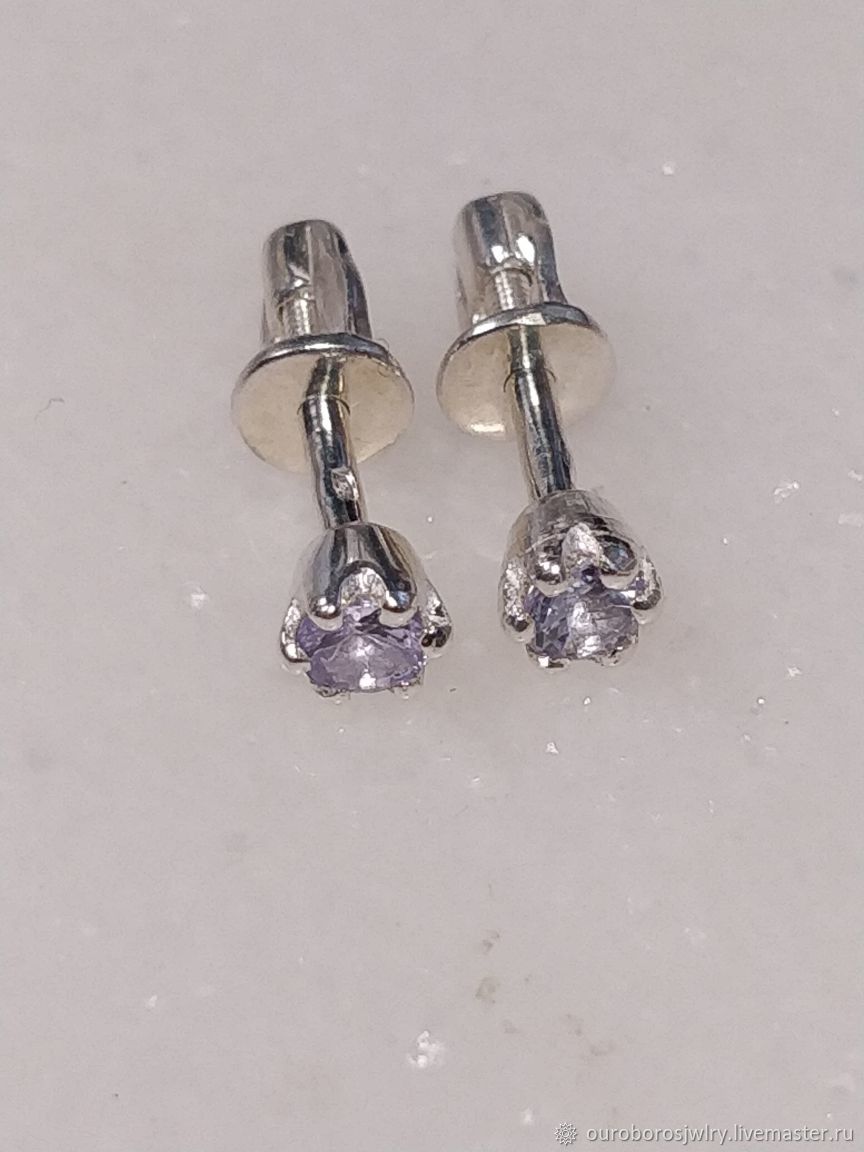 Stud earrings with tanzanite, Stud earrings, Novosibirsk,  Фото №1