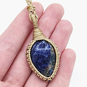 Украшения handmade. Livemaster - original item Pendant Sodalite pendant natural Stone blue Beige braided pendant. Handmade.