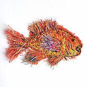 Материалы для творчества handmade. Livemaster - original item Application (patch) Orange fish, hand embroidery.. Handmade.
