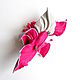 Leather brooch Sakura flower grey pink fuchsia with stamens. Brooches. De-Si-Re. My Livemaster. Фото №6