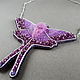 Purple butterfly necklace, embroidered pendant on a chain. Necklace. Nibelung Design Beadwork. My Livemaster. Фото №5