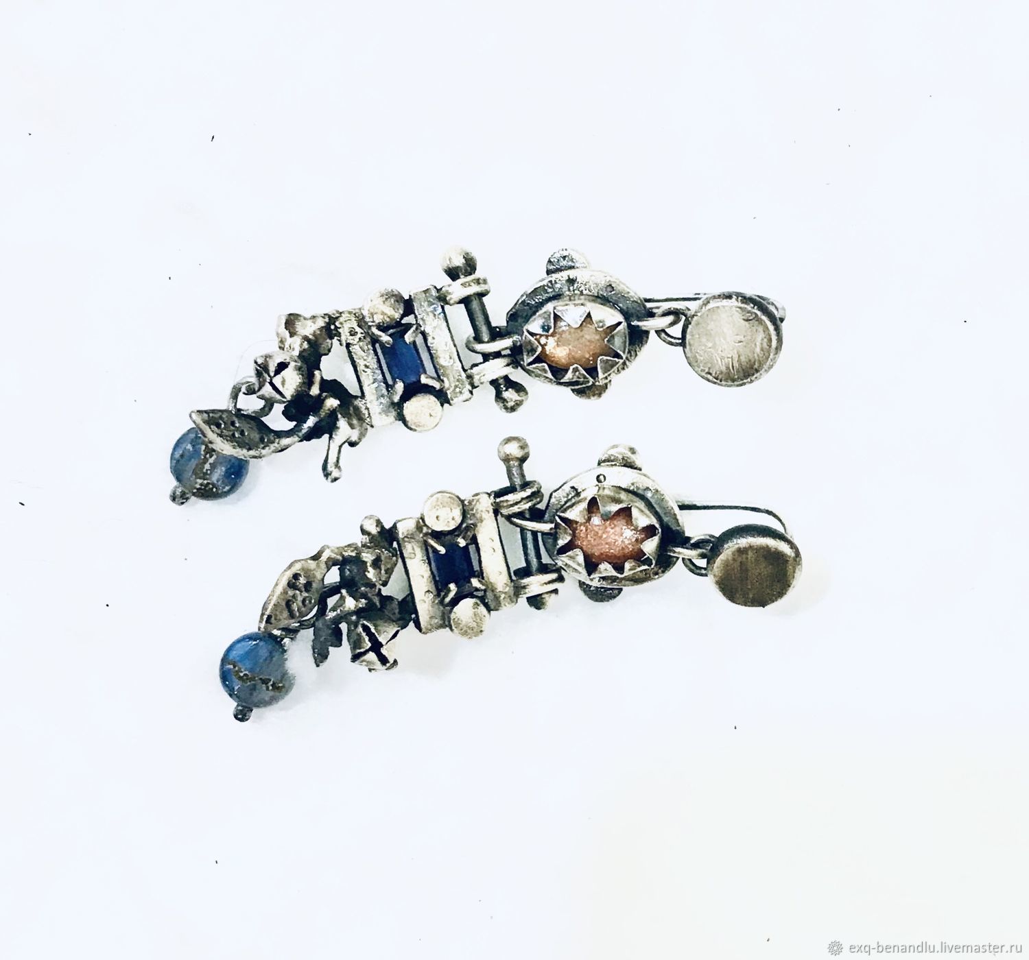 Earrings silver, with kyanites and Sunstone, Earrings, St. Petersburg,  Фото №1