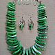 Green agate Herringbone necklace and earrings, Jewelry Sets, Ashkelon,  Фото №1