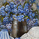 Wildflower bouquet painting still life oil on canvas Forget me not art. Pictures. Art Gallery by Natlya Zhdanova. My Livemaster. Фото №5