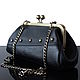 Bag with clasp: Black leather bag with decor, Clasp Bag, Bordeaux,  Фото №1