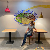 Дизайн и реклама handmade. Livemaster - original item Wall painting in the cafe Noodles. Handmade.