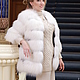 Шуба полушубок жилет из белой полярной лисы (перфорация)   Polar fox fur coat and vest gilet fur sleeveless