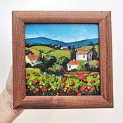 Картина Пейзаж Домик в деревне лето 30 на 40 картина маслом подарок