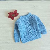 Overalls for children: Knitted jumpsuit, cap and socks 0-3 months