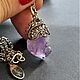 Pendant with natural amethyst stone 'Calm and clean', Pendant, St. Petersburg,  Фото №1