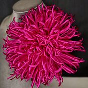 Pink leather Scottish Thistle Brooch with fur