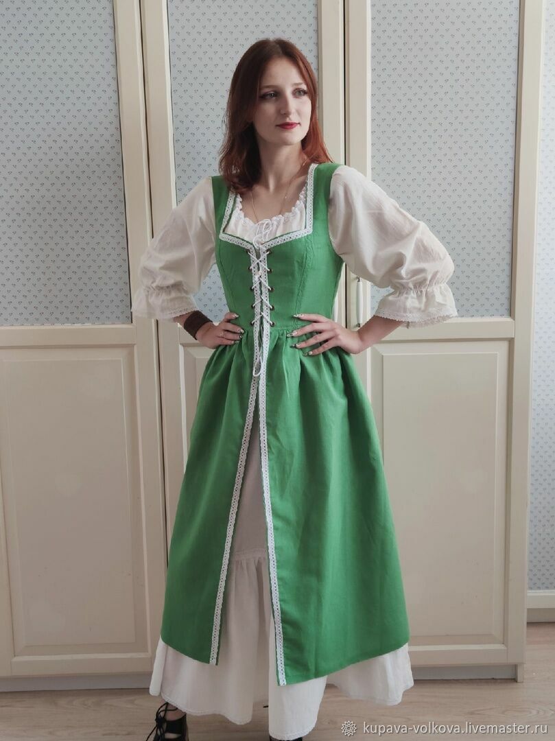 Dress in the style of Medieval green 'Clementine', Cosplay costumes, Anapa,  Фото №1