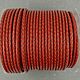 Cord leather braided, red, 3 mm thick, leather, natural (art. 2809)
