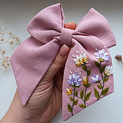 Украшения handmade. Livemaster - original item Bow - linen, embroidery Flowers. Handmade.
