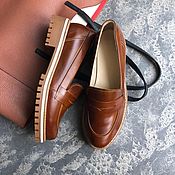 Обувь ручной работы handmade. Livemaster - original item Loafers View brown tinted beige tread sole. Handmade.