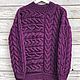 Jerseys: Women's knitted sweater with a cross pattern in purple on the back. Sweaters. Kardigan sviter - женский вязаный свитер кардиган оверсайз. My Livemaster. Фото №5