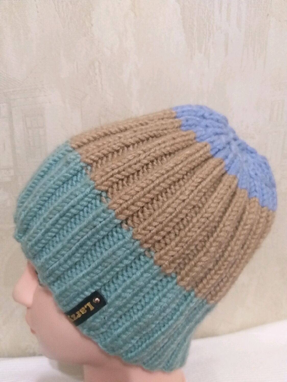 Шапка бини мужская зимняя трехцветная шапка демисезонная полушерстяная ...