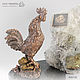 Bronze Rooster figure with a quartz and pyrite on dolerite plate, Amulet, Moscow,  Фото №1